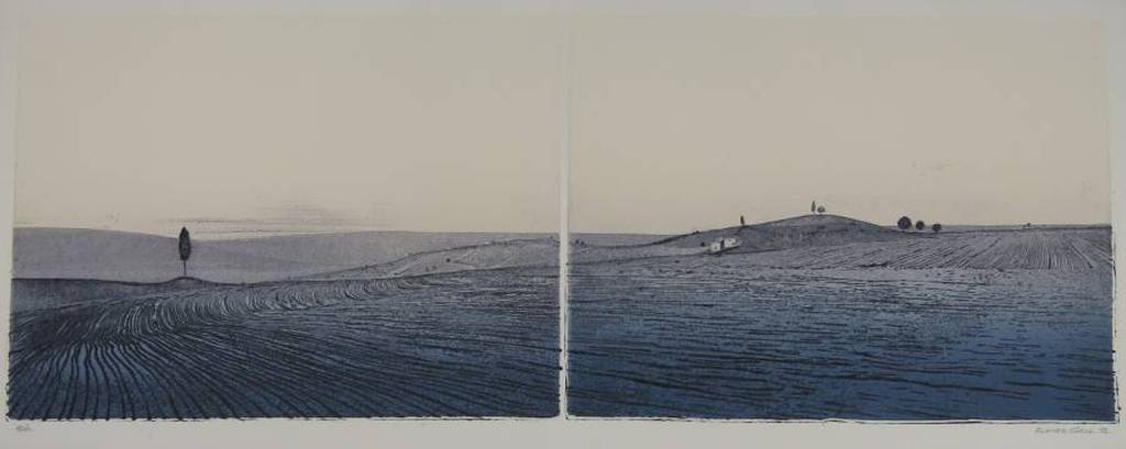 Elmar Gille: Ets en aquatint, Landschap in Toscane verkocht voor € 55!