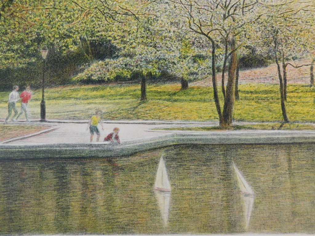 Harold Altman - Kleurenlitho - Central Park, New York: Sailing & Blossom kopen? Bied vanaf 45!