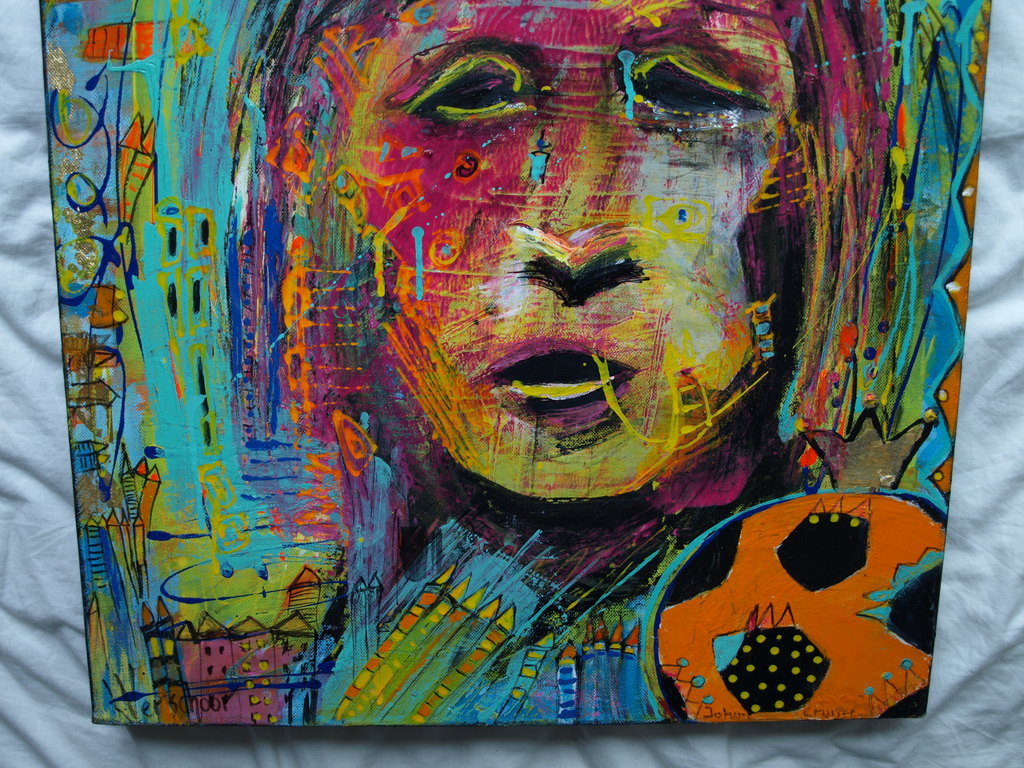 Lidia Verschoor : Gemengde techniek op doek  - Johan Cruijff - 2007 kopen? Bied vanaf 1!