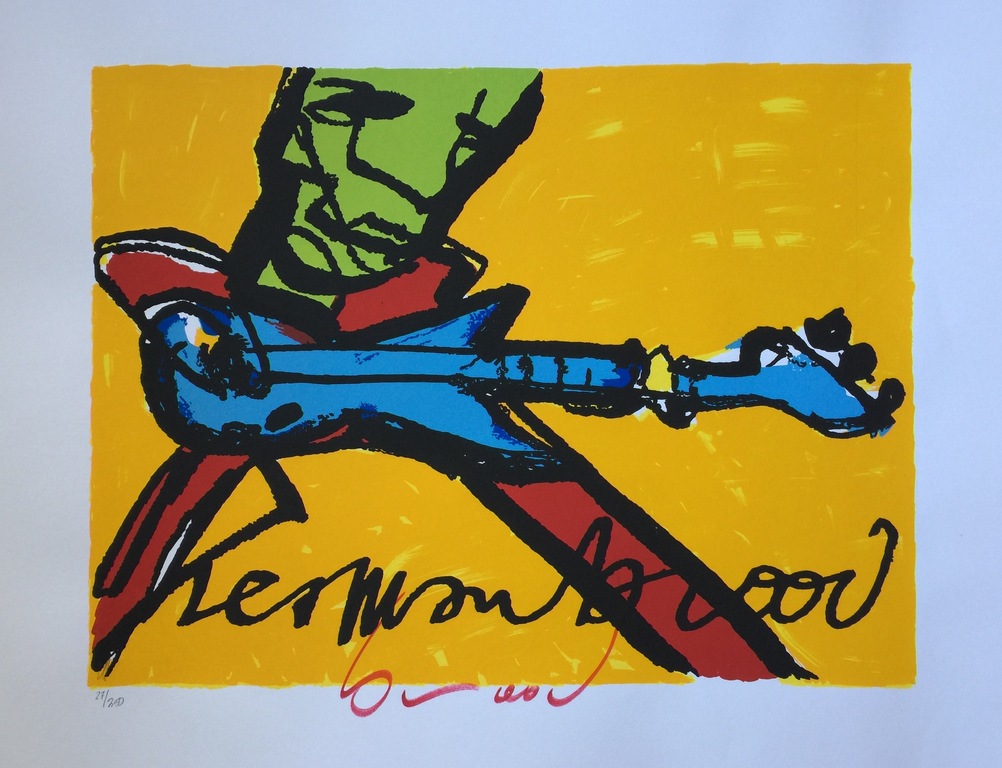 Herman Brood - Originele Kleurenzeefdruk: Guitar Man verkocht voor € 286!