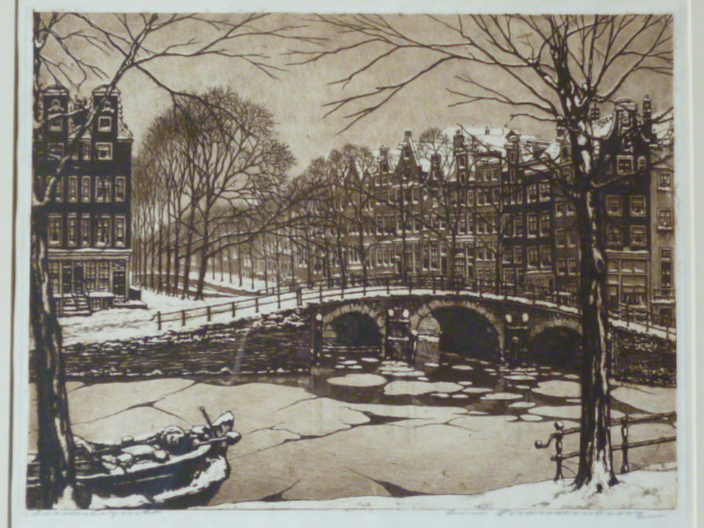Cornelis Brandenburg - ets - Leidsche gracht verkocht voor € 90!