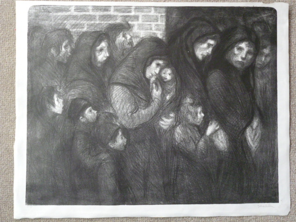 T.A. Steinlen - litho - Vluchtelingen kopen? Bied vanaf 50!