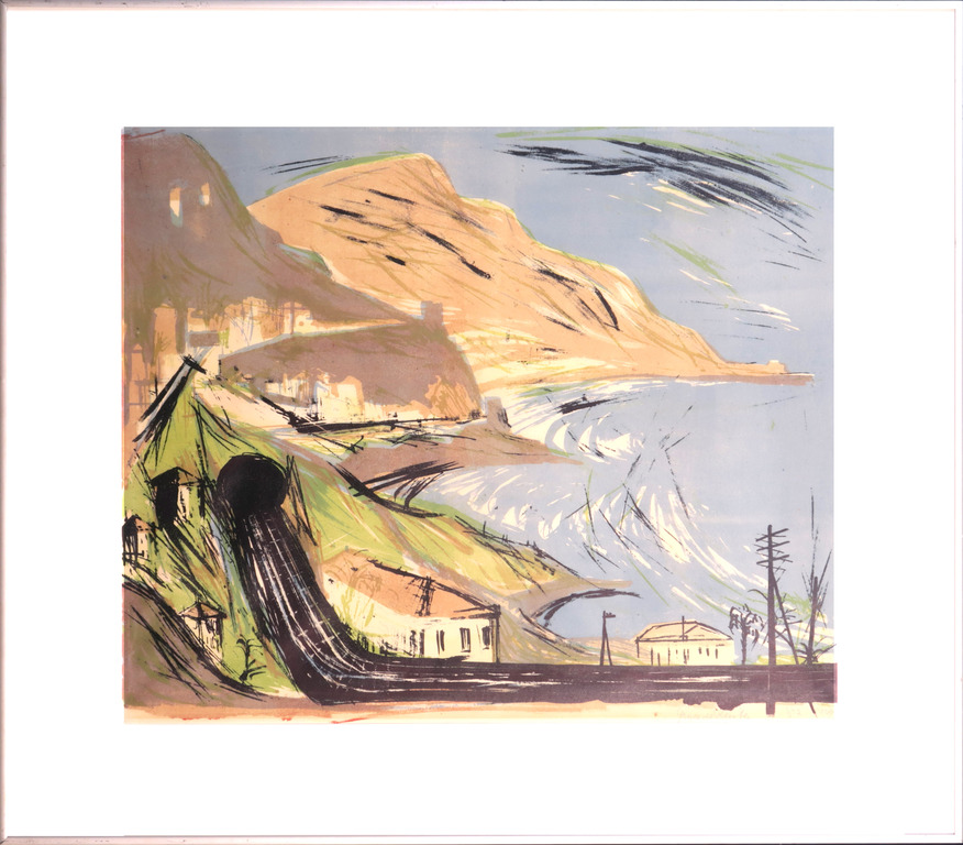Guus de Ruiter: Kleurenlitho op papier, Monte Carlo - Ingelijst verkocht voor € 35!