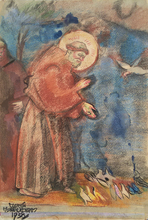 Martin Monnickendam - Martin Monnickendam - Sint Franciscus’ preek aan de vogels, tekening kopen? Bied vanaf 195!