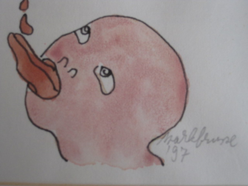 Karakteristieke Aquarel "wijnkenner" van Mark Brusse (1937-) gesigneerd  kopen? Bied vanaf 1!