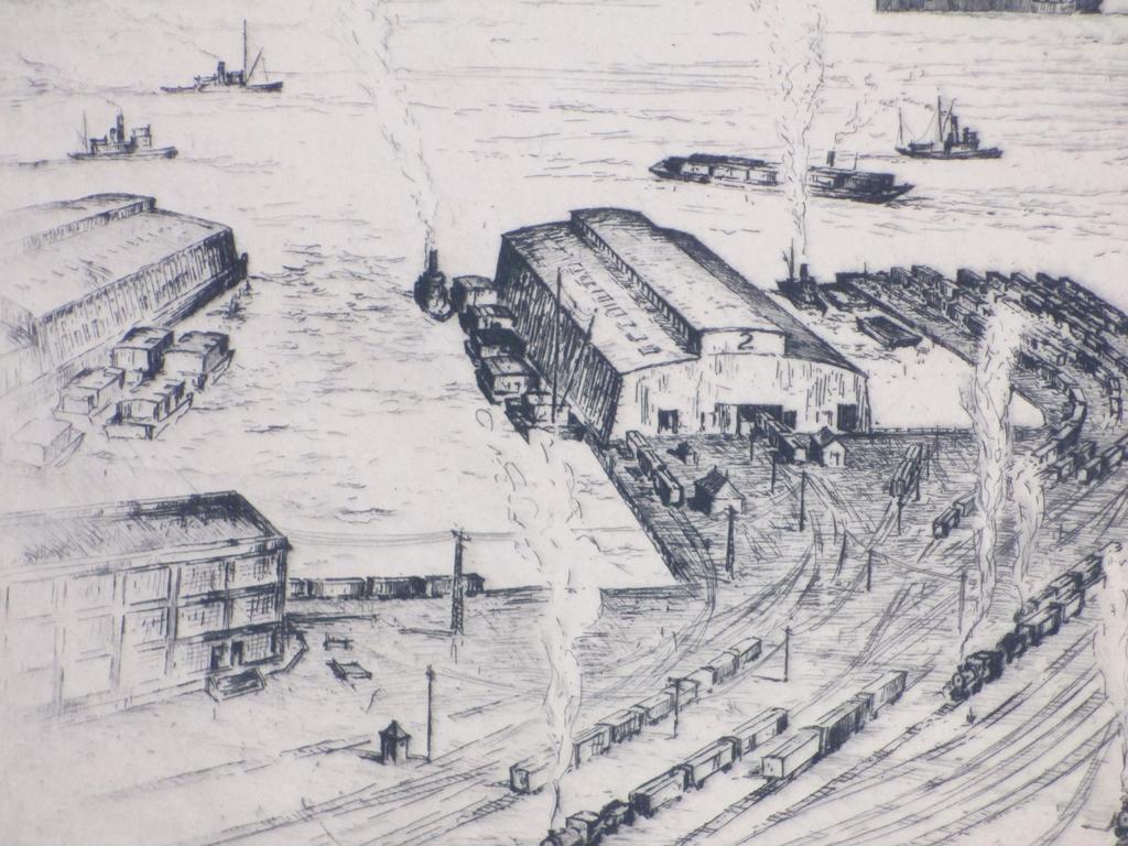 A.J.F.Schütz, Gezicht op New York. Ets jaren '20 kopen? Bied vanaf 50!