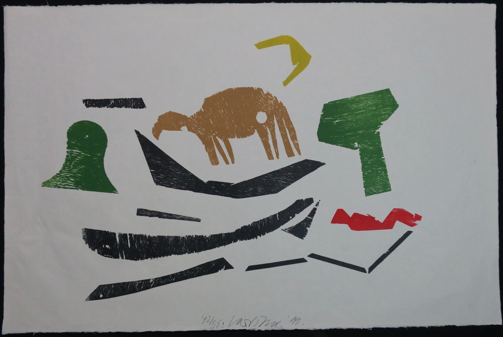 Carel Visser: Houtsnede op rijstpapier, Zonder titel (groot) verkocht voor € 100!