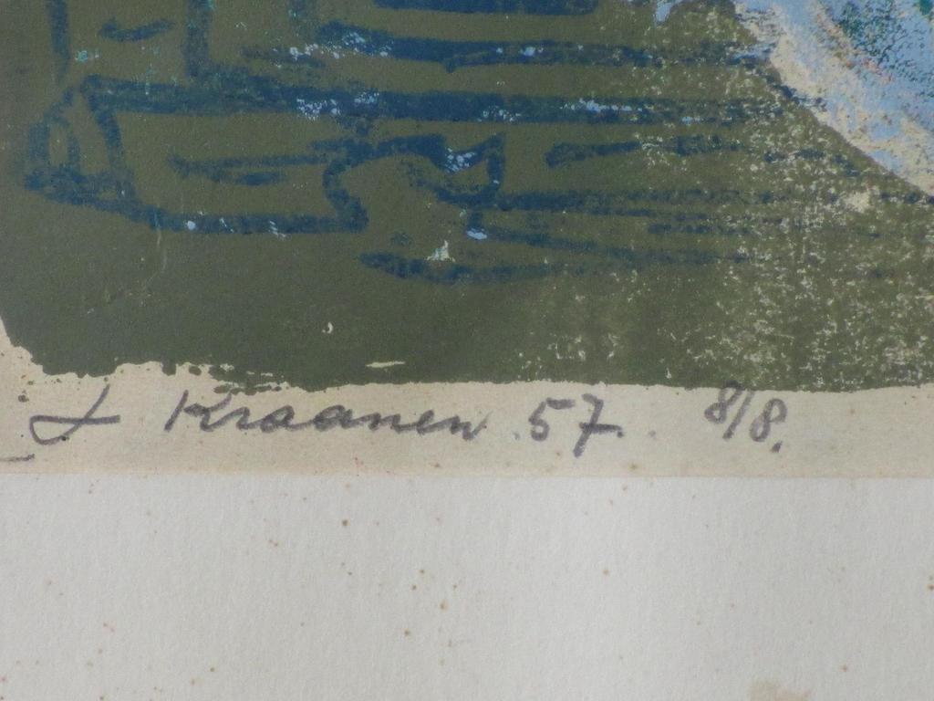 Jaap Kraanen, Schaal met fruit op tafel, Kleurenlitho kopen? Bied vanaf 55!