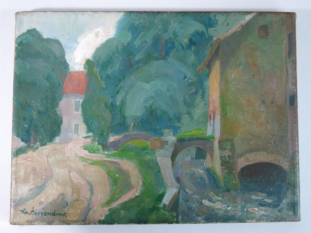 Theo Beerendonk: Olieverf op doek, Dorpsgezicht kopen? Bied vanaf 100!