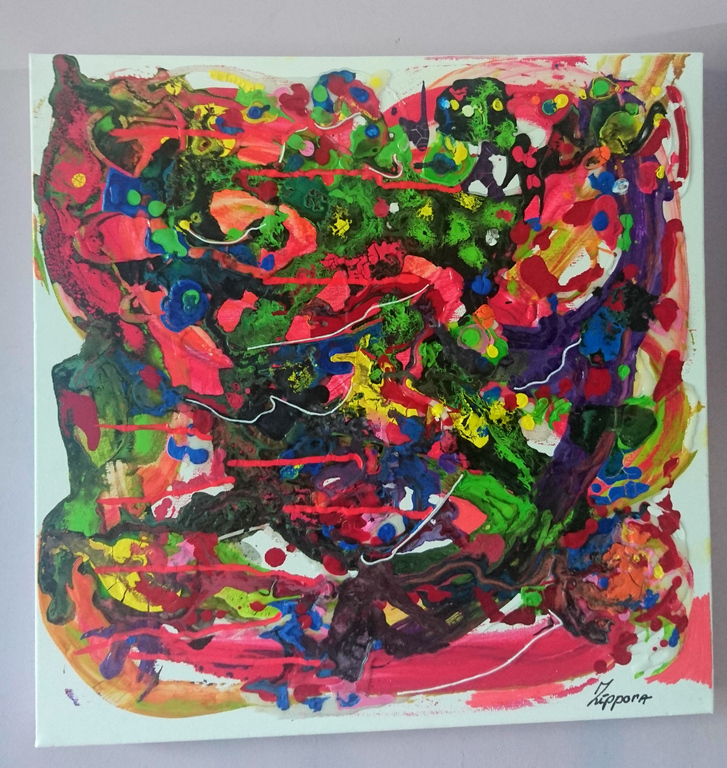 Zippora Meijer   Red Moonlight  50x50 cm Acryl en acrylinkt verkocht voor € 51!