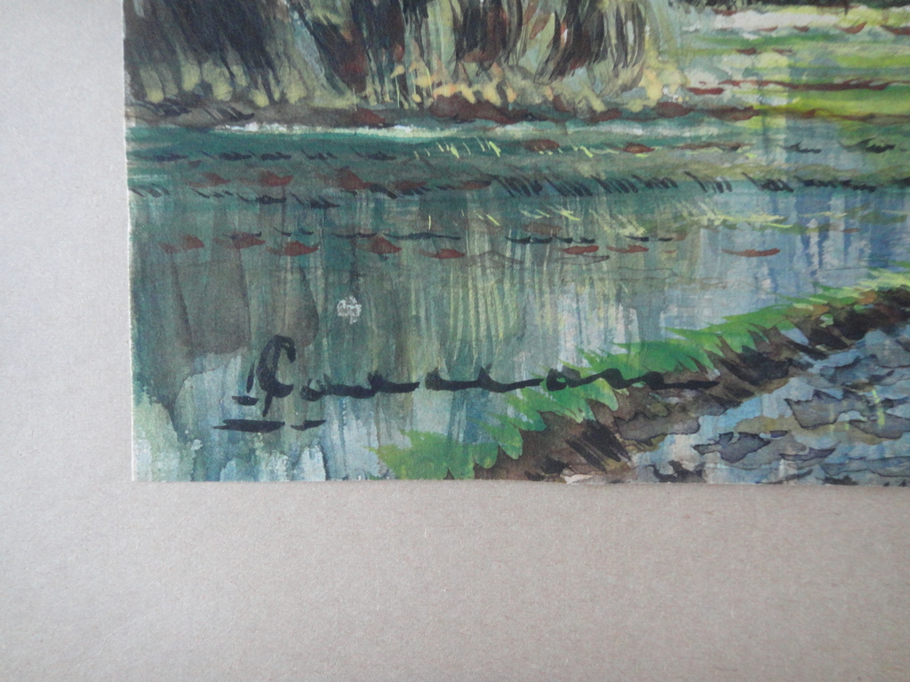 Indonesische school: aquarel, landschap met rijstvelden en zicht op berg kopen? Bied vanaf 25!