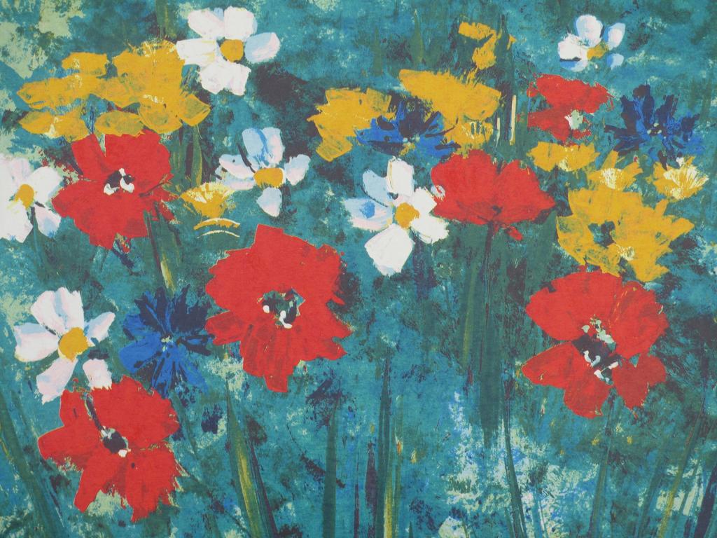 Maya Wildevuur, Bloemenveld, Zeefdruk kopen? Bied vanaf 50!