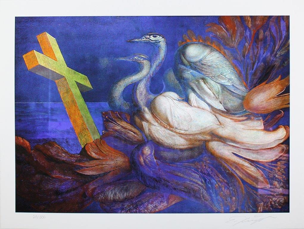 Ernst Fuchs - ERNST FUCHS Gr Giclee op DIE SCHWANENREISE Handgesigneerd  verkocht voor € 35!