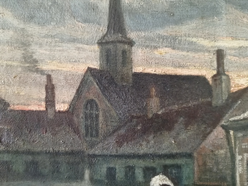 onbekend kunstenaar - olieverf op doek - oude dame in besneeuwd dorp kopen? Bied vanaf 1!
