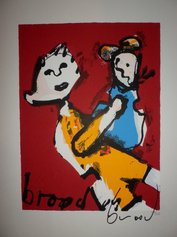 HERMAN BROOD, Gelimiteerde en HANDGESIGNEERDE Zeefdruk  MOEDER EN KIND kopen? Bied vanaf 175!