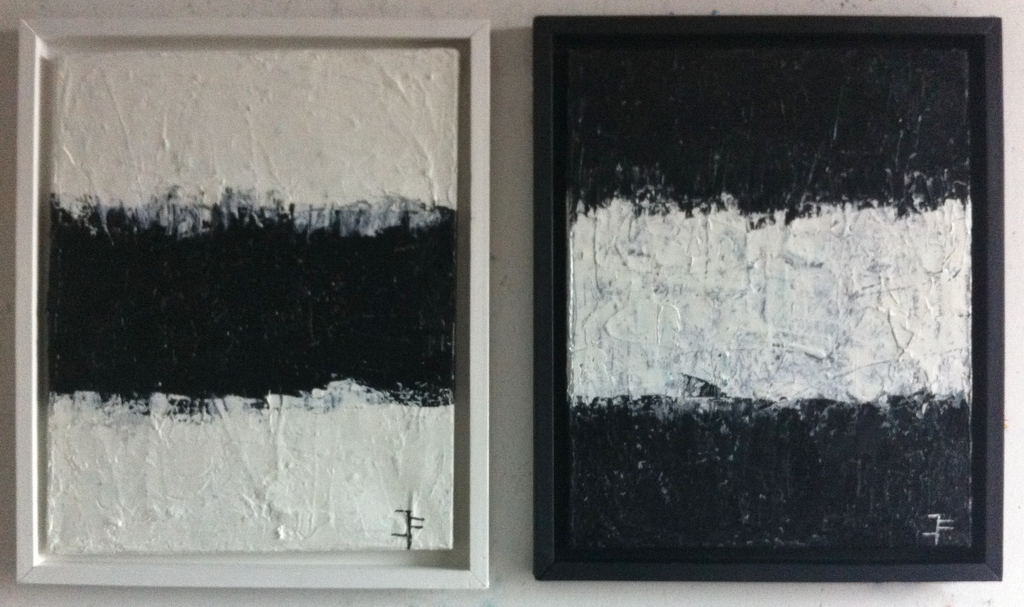 " Black White Black " - John Foppen - 2 stuks - Pendant-ingelijst-Gesigneerd.  kopen? Bied vanaf 129!