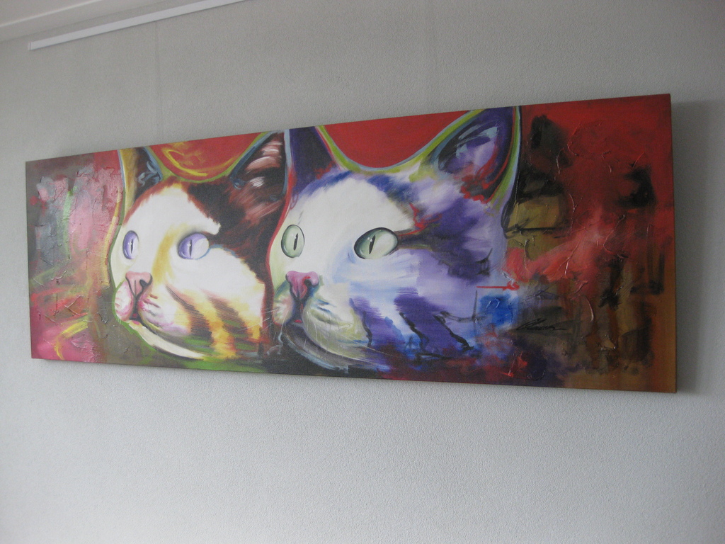 Claus Costa, Acryl, Poezen kopen? Bied vanaf 400!