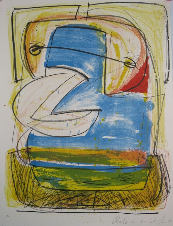 Rob van der Vijgh: Litho, Abstracte compositie verkocht voor € 41!