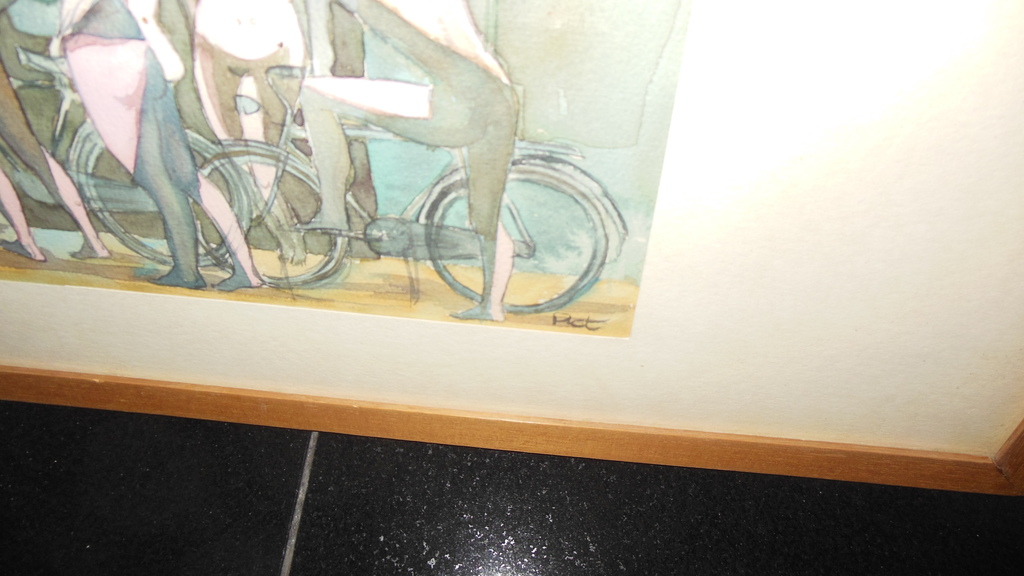 Piet van Mook, aquarel, Fietsenrally kopen? Bied vanaf 75!