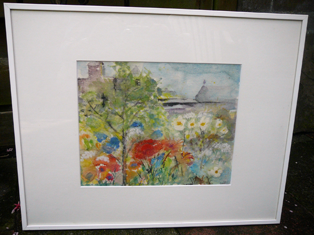 'Tuin in de Jordaan' -aquarel, gelijst- kopen? Bied vanaf 35!