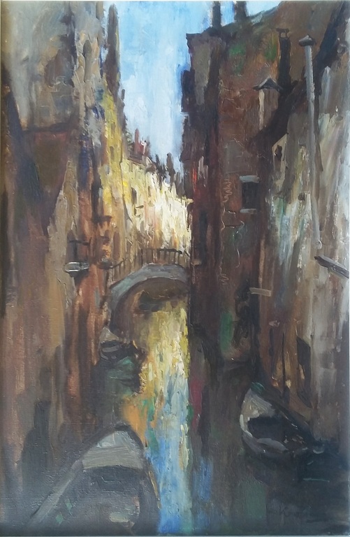 Jan Korthals (1916-1972) - Stadsgezicht - Olieverf op doek - gesigneerd verkocht voor € 275!