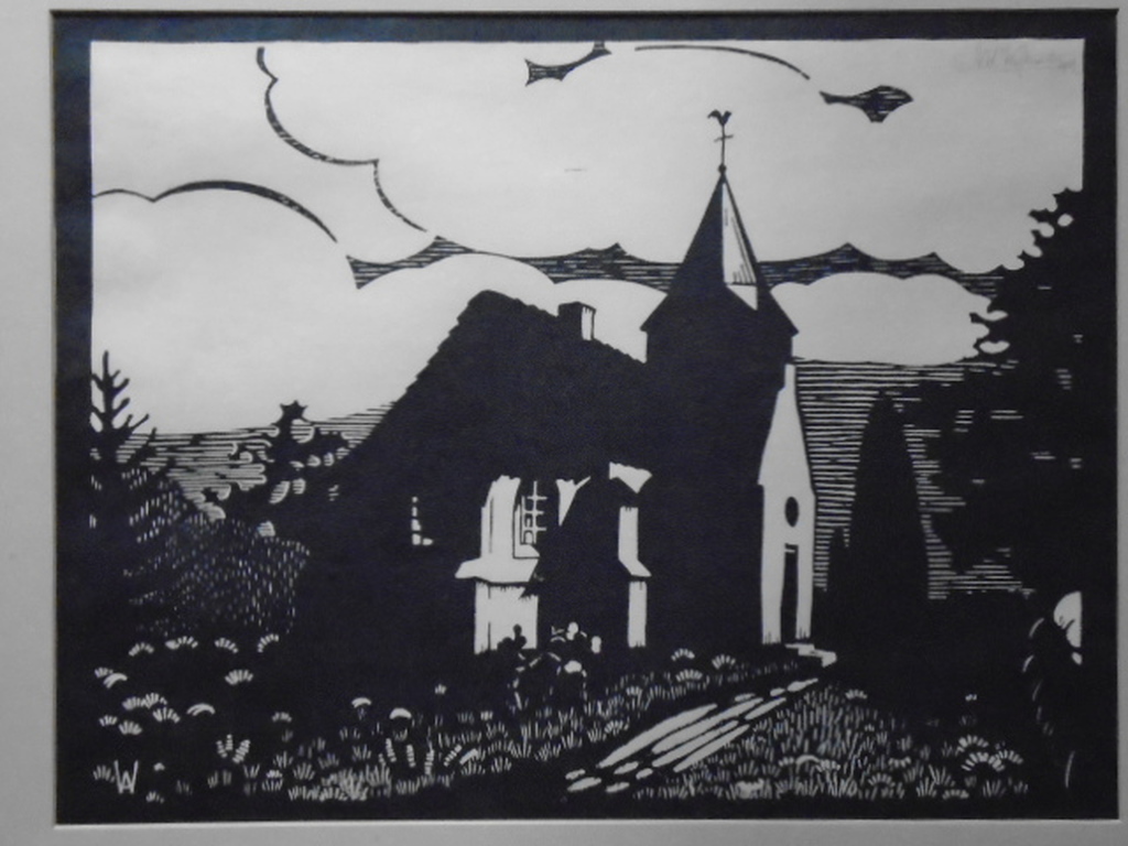 A.W. Wijkniet - houtsnede - Dorpskerk kopen? Bied vanaf 1!
