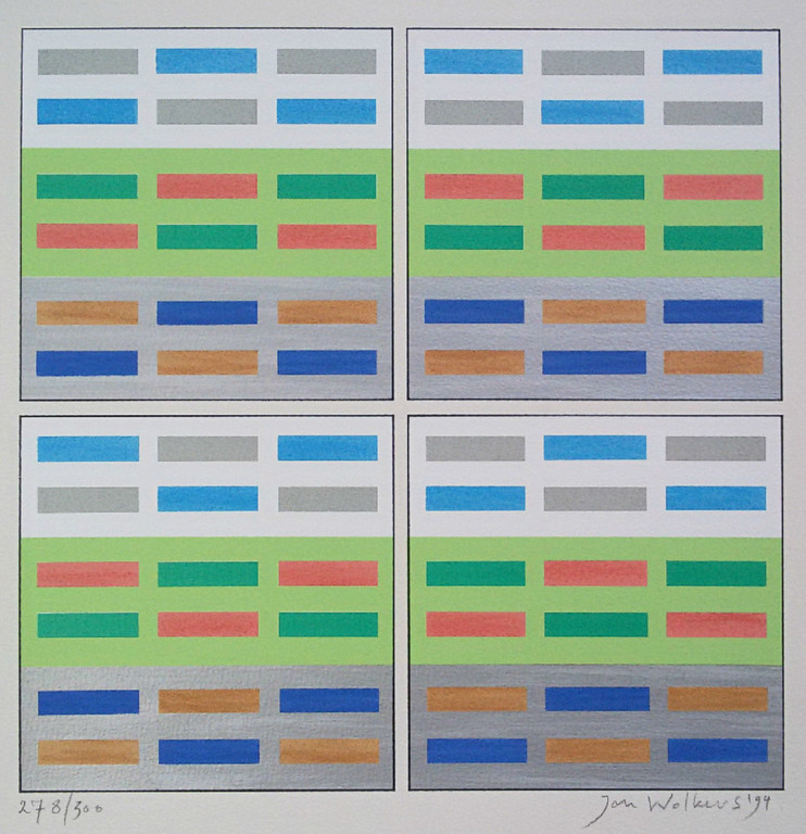 Jan Wolkers - Geometrische compositie, zeefdruk kopen? Bied vanaf 195!
