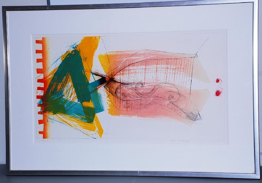 Hans Vredegoor: Kleurenets. Abstracte compositie verkocht voor € 70!