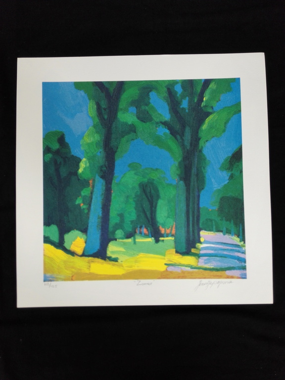 Jentsje Popma, zeefdruk op papier, Titel: Zomer verkocht voor € 75!