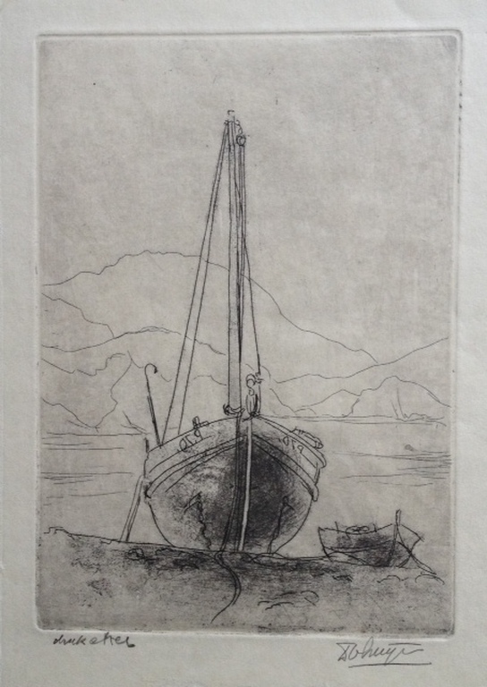 Dick van Luijn Scheepje aan de kust bij Colliource 1951. verkocht voor € 40!