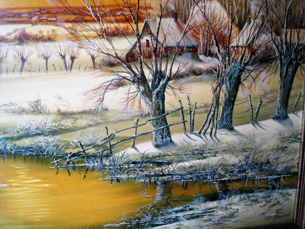 sneeuwlandschap  zonsondergang. kopen? Bied vanaf 450!