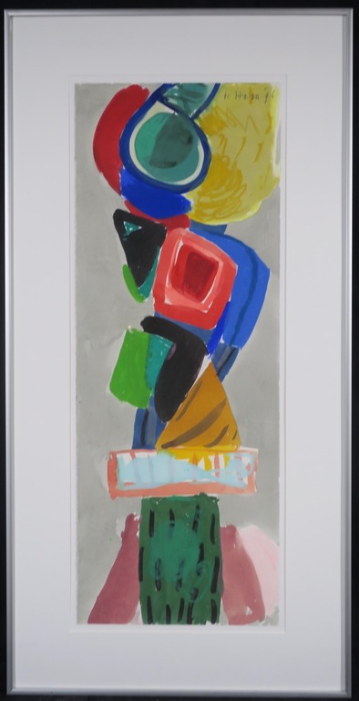 Jurjen de Haan: Gouache, Zonder titel XVIII - Ingelijst verkocht voor € 90!