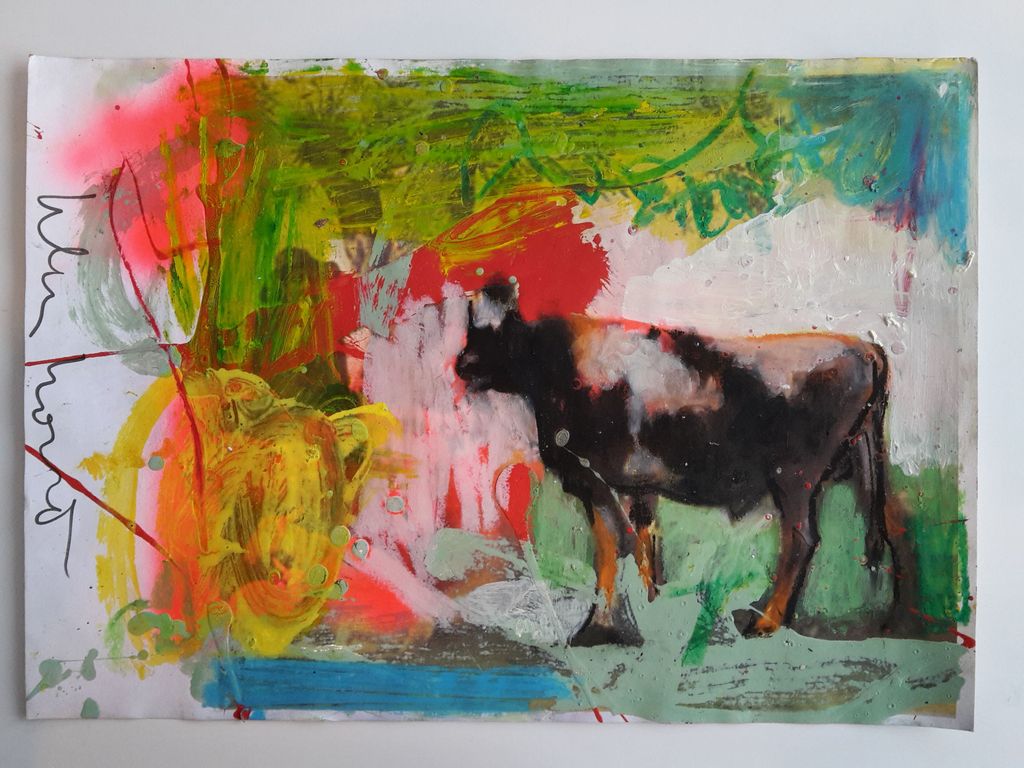 Peter Klashorst - Koe - gemengde techniek op papier - gesigneerd - 2015 kopen? Bied vanaf 1!