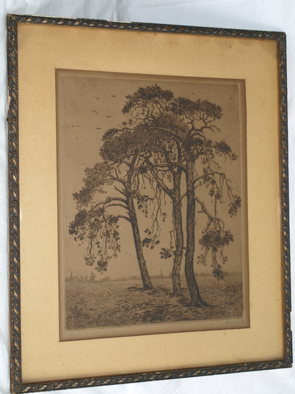 SUZE DE LINT (1878-1953) – Ets- Bomen  –Gesigneerd & ingelijst–ca 1920 kopen? Bied vanaf 45!