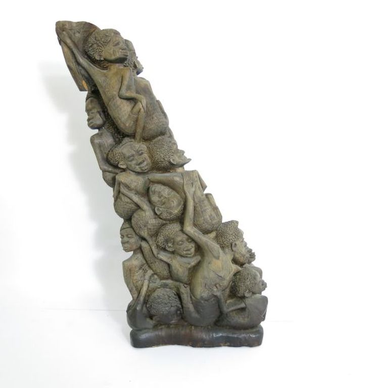 Kunstenaar onbekend, houten mensentros Makonde stam kopen? Bied vanaf 1!