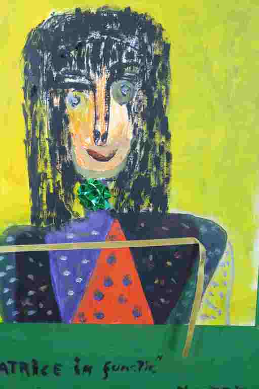 Meertje Kaal: Acryl en Krijt met lint en strik, Patrice in functie - Ingelijst kopen? Bied vanaf 1!