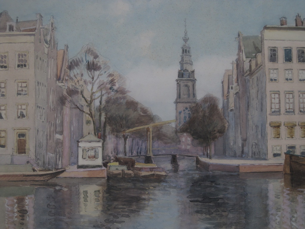 J.H.Melcher Tilmes 1847-1920 aquarel Amsterdam Zuiderkerk Groenburgwal  kopen? Bied vanaf 1!