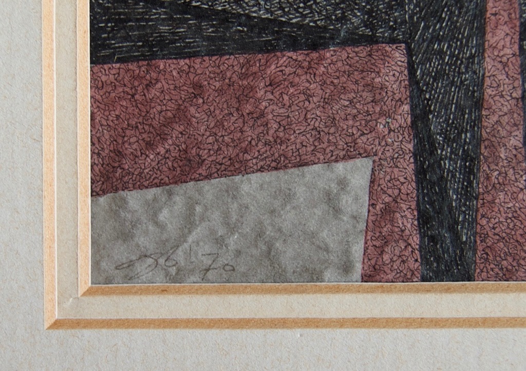 Henk Krijger - pen in zwart, waterverf in rood - Abstracte voorstelling kopen? Bied vanaf 50!