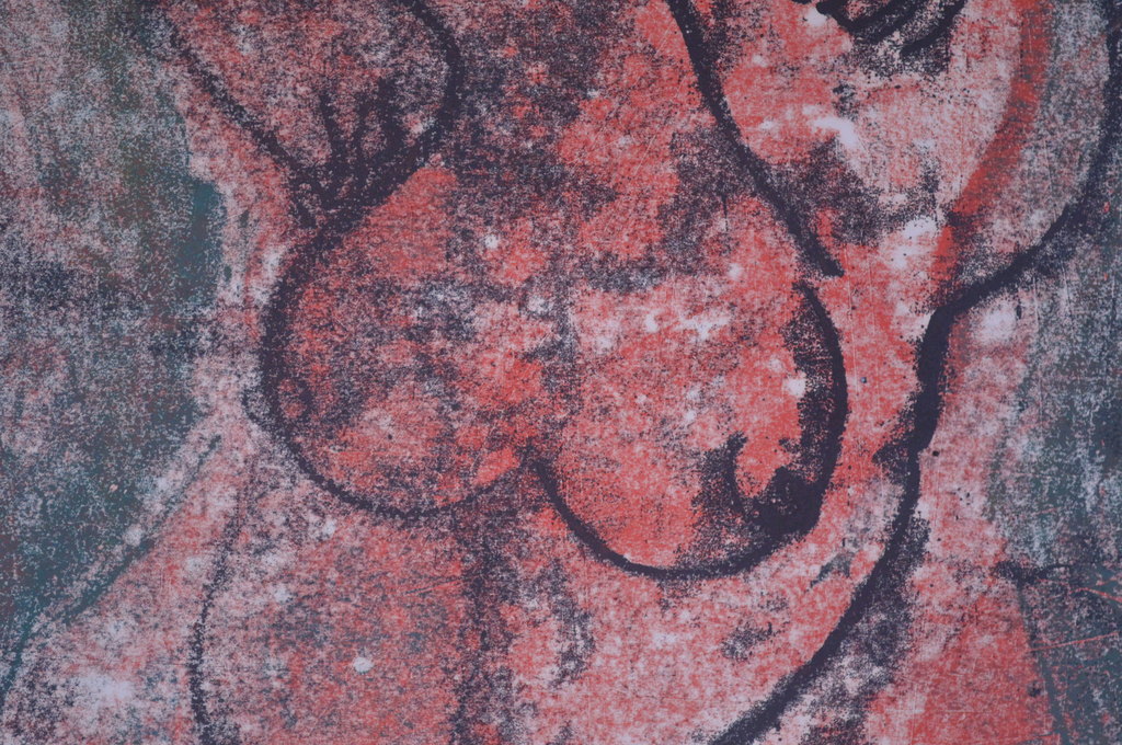 Cees (Kees) Snikkers , naakt in rood, zwart & groen, monoprint 1980 (45x38) kopen? Bied vanaf 200!