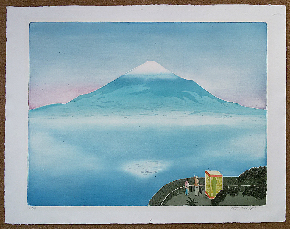 Sjoerd Bakker - Uitzicht op de berg Fuji, aquatint ets kopen? Bied vanaf 75!