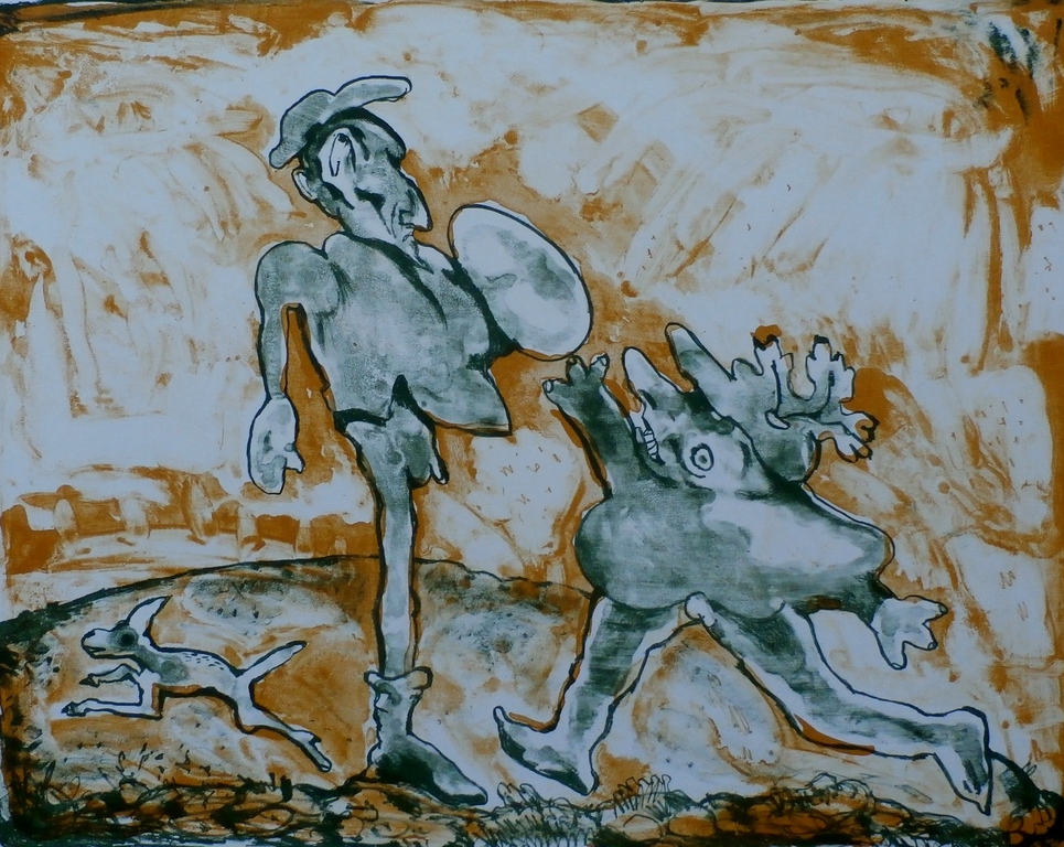 Lucebert - litho: Don Quixote en Sancho Panza - 1973 kopen? Bied vanaf 195!