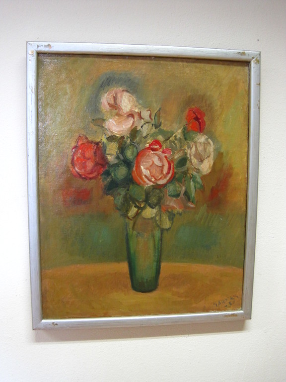 Gerard Sluijter 1901-1985 Amsterdam "de Brug" olieverf "pioenrozen"  verkocht voor € 85!