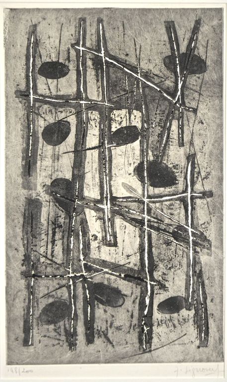 Jean Signovert: Ets/aquatint. Abstracte compositie kopen? Bied vanaf 35!