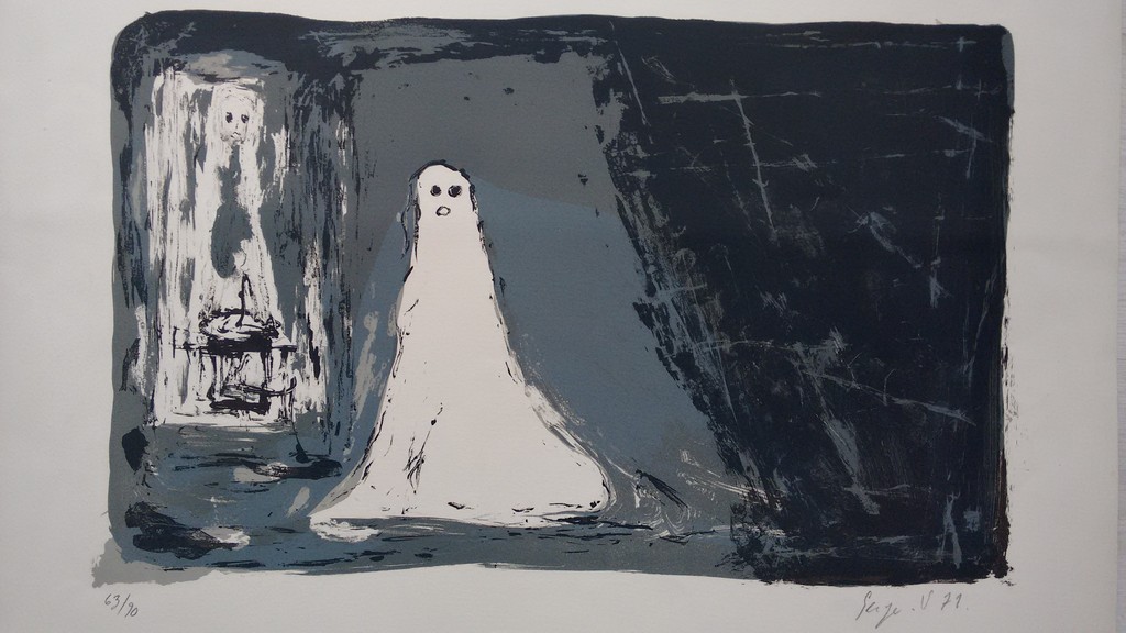 Serge Vandercam litho uit 1971, handgesigneerd, oplage:90 stuks CoBrA kunstenaar verkocht voor € 60!