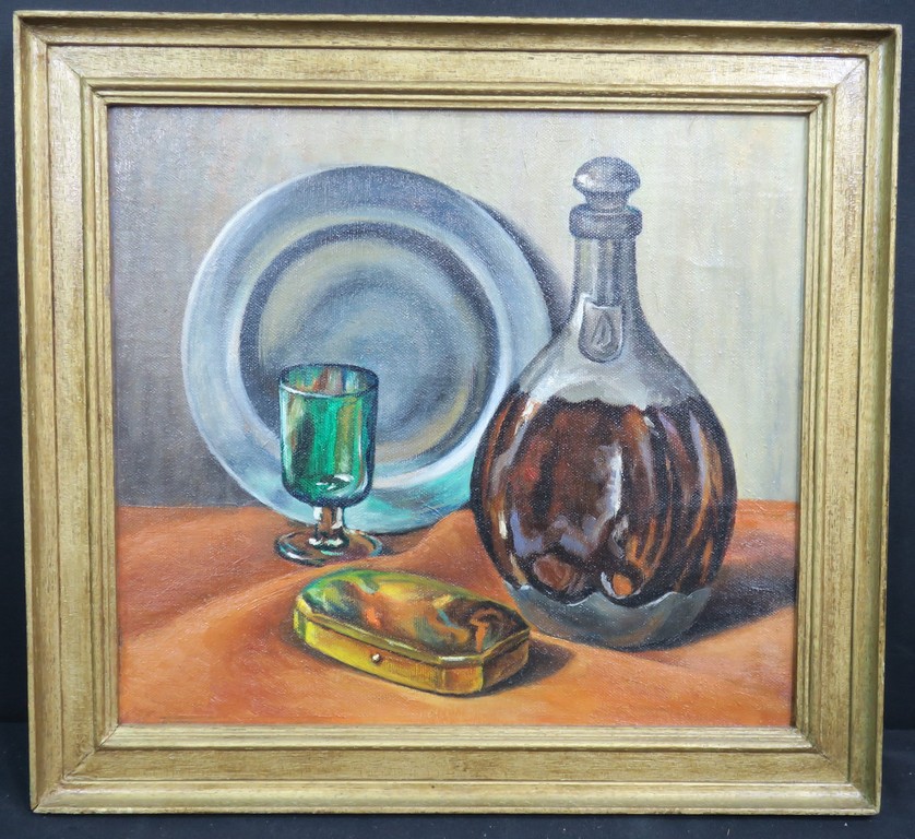 Jan Ph.A. de Vries: Olieverf op doek (maroufle), Stilleven - Ingelijst kopen? Bied vanaf 1!