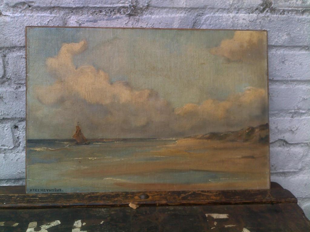 Kees Heynsius  olieverf zeegezicht canvas op houten paneel No 302 verkocht voor € 200!
