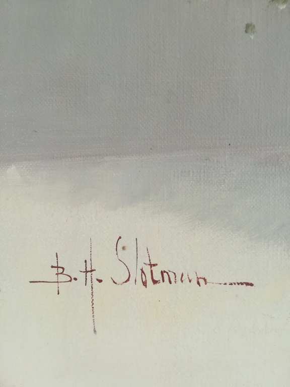 B.H. Slotman: olieverf op linnen: Stilleven van een vaas bloemen kopen? Bied vanaf 100!