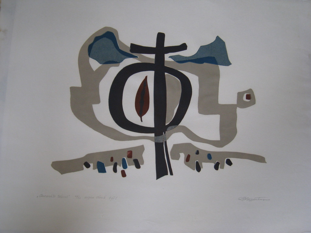 'Omrankte tekens'  kleurenlitho van G.J. van Koppenhagen kopen? Bied vanaf 35!
