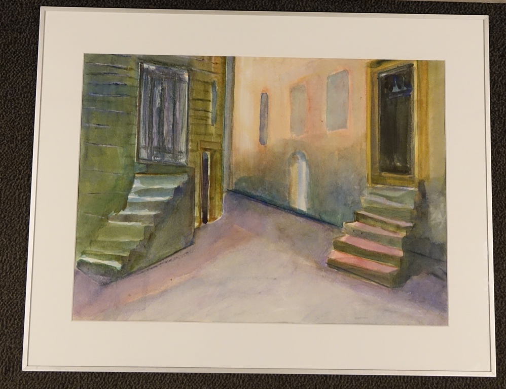 Monica de Jong, aquarel, Steeg met trapjes, 70x90 cm kopen? Bied vanaf 25!
