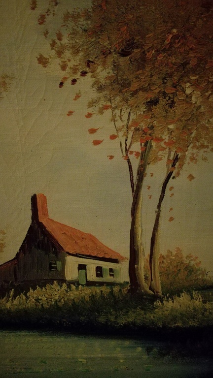 Onbekend kunstenaar, Olieverf op doek, Hoeve landschap kopen? Bied vanaf 1!